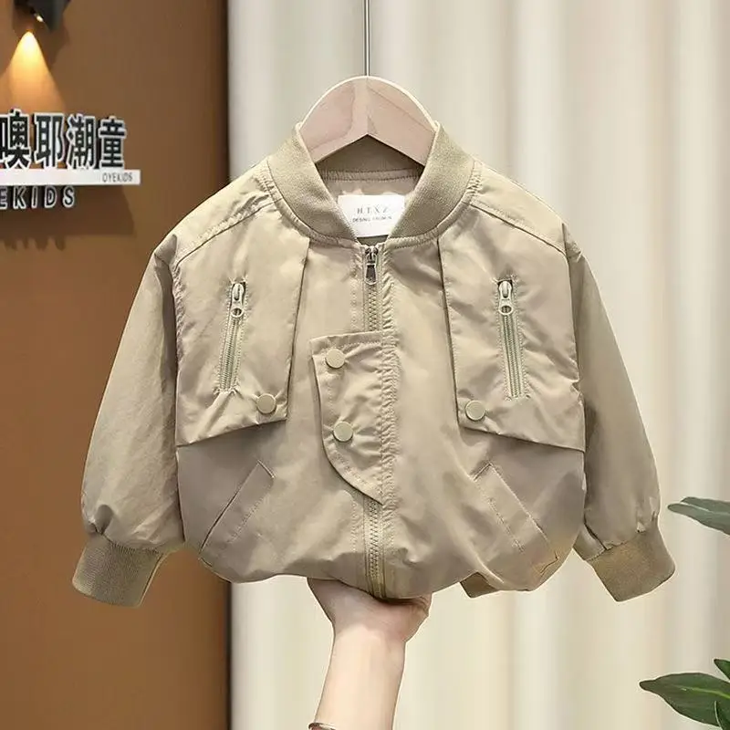Children's Fashionable Baseball Jacket Teenager Boys Autumn Thin Jacket New Baby Spring and Autumn Outfit Handsome Top