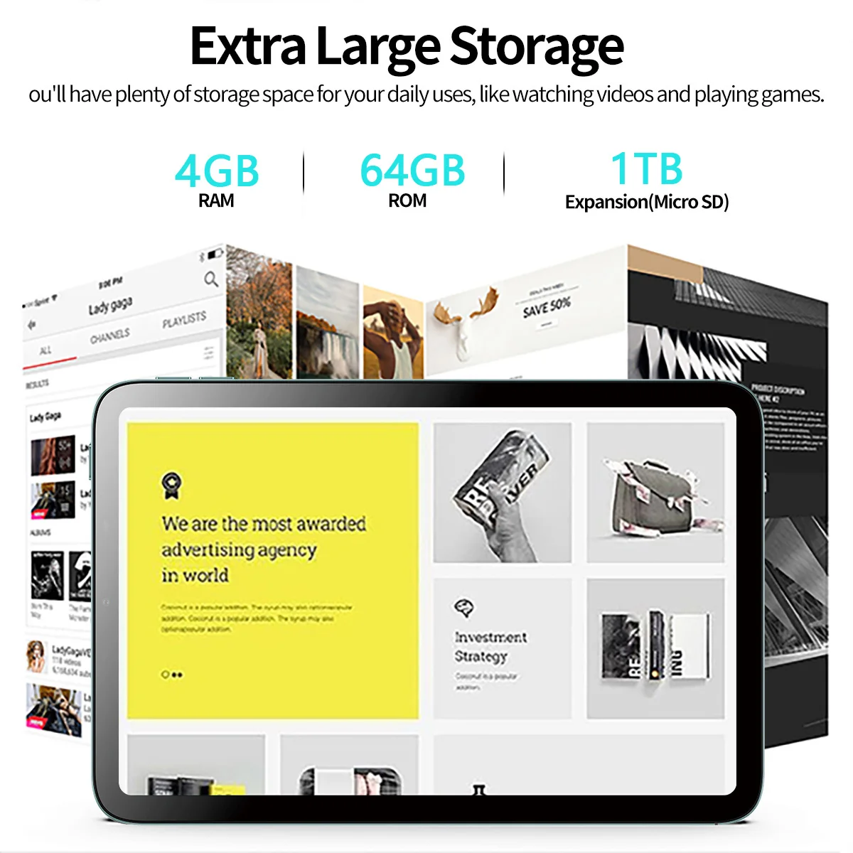 Versione globale Batteria grande da 4 GB + 64 GB 6000 mAh, supporta doppia scheda Dual Standby, supporta Google Bluetooth per tablet Android