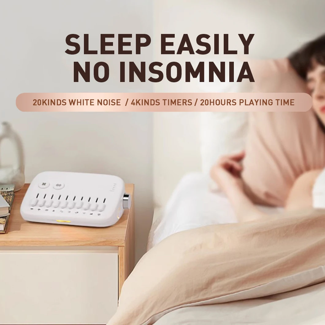 1 Buah Mesin Suara Tidur Mini 10 Suara Alam Menenangkan Mesin Suara Tidur Mini Portabel, Peredam Kebisingan dengan Lampu Pernapasan