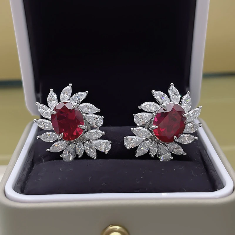 Huitan Sparkling Oval Cubic Zirconia Bridal Earrings for Wedding Party Silver Color Luxury Trendy Accessories Women New Jewelry
