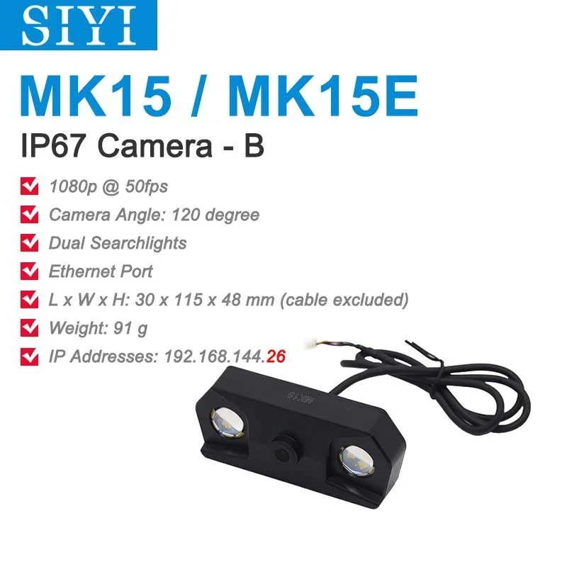 كاميرا SIYI MK15 IP67 مقاومة للماء كاميرا FPV 720 30 إطارًا في الثانية كاميرا IP بمنفذ إيثرنت بتركيز ثابت مع كشافات مزدوجة #1