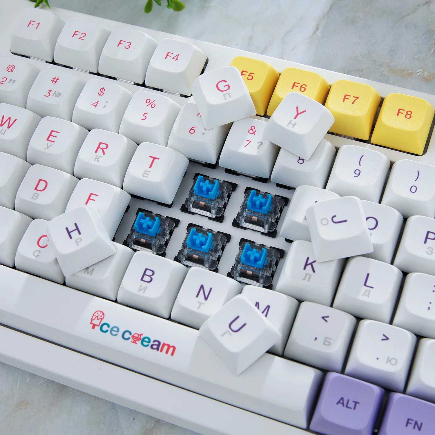 MAIMOOO EVA-02 Russe Keycaps PBT Sublimation Profil XDA recommande DIY Ball Cap DIY Rouge Blanc RU Keycap Pour Clavier Mécanique