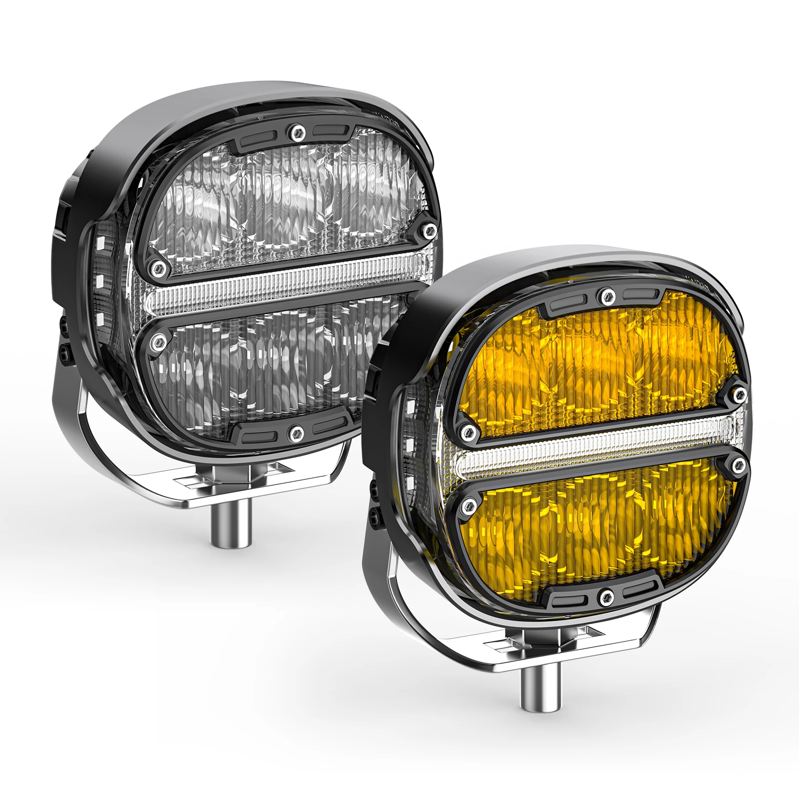 

Emark Approved 80W 4 Inch Led Work Light With Amber Clear Covers 4'' Round Spot Off-road Lights Auxiliary Light for Jeep Trucks