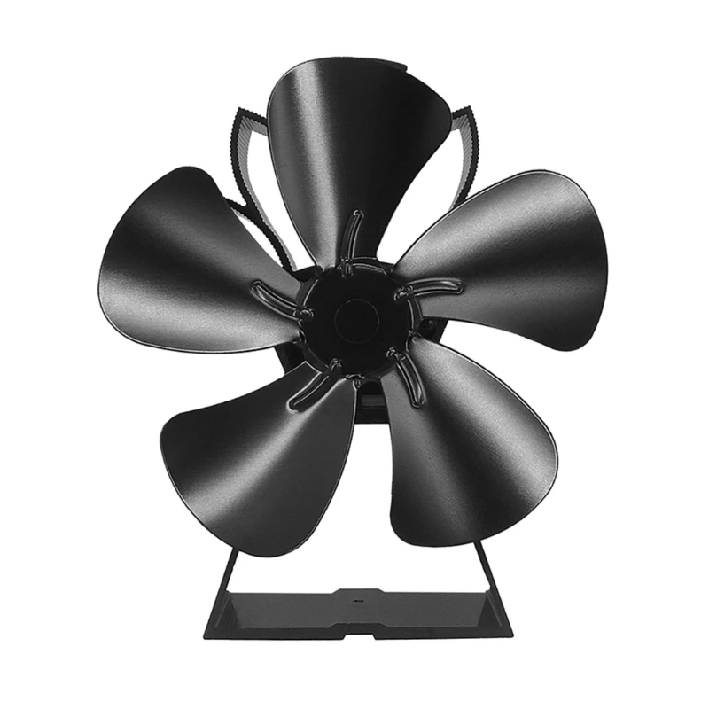 

DY215 5Blades Fireplace Fan Heat Powered Stove Fan No Electricity Needed for Fireplaces Burners Aluminum Alloy