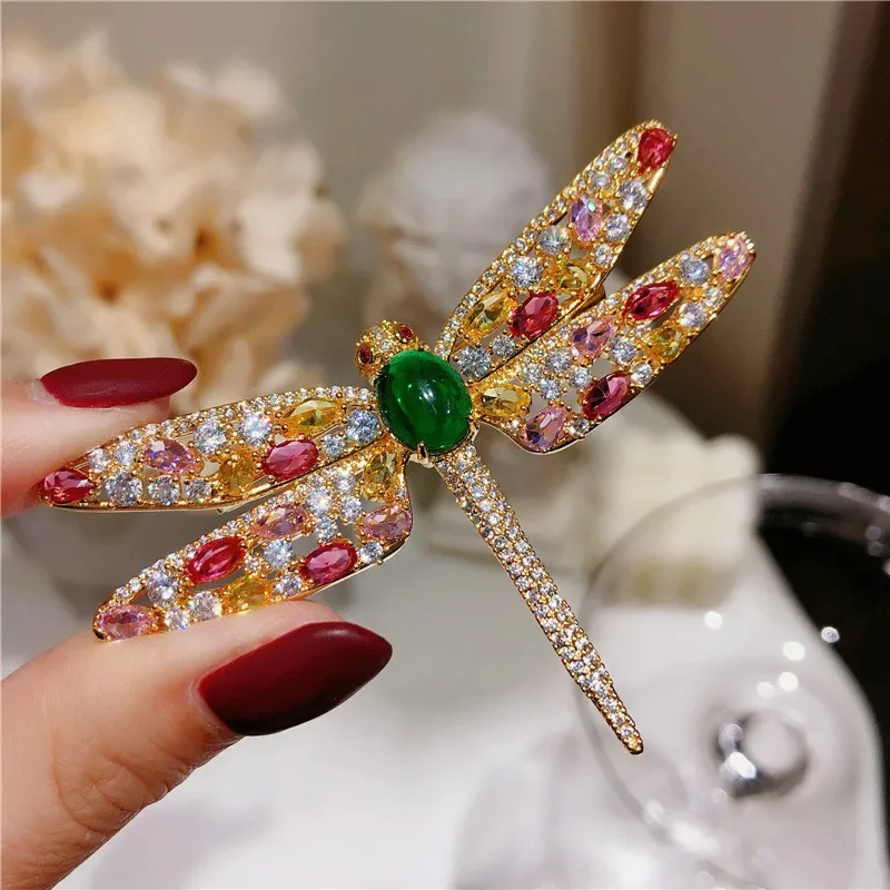 

Big Dragonfly Brooch for Women Men Lapel Pins Evening Party Wedding Luxury Jewelry Brooch Colorful Cubic Zircona Gift Mom Wife