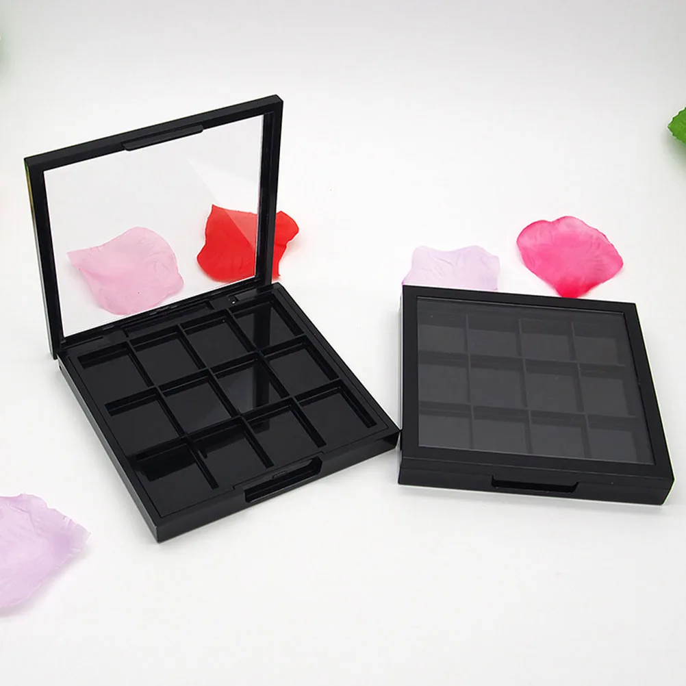 

2pcs Lipstick Travel Case Durable Safe MultiGrid Storage Box For Eyeshadow Loose Powder Cosmetics Tray Plastic Container