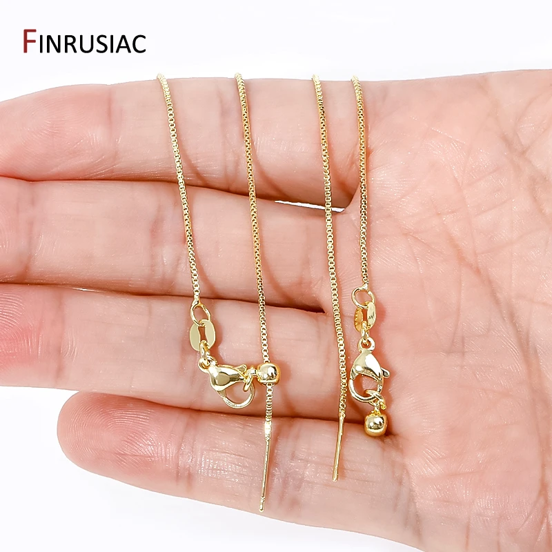 18K Gold Plated Brass 45 cm Box Chain For DIY Necklace Making,0.8 mm Thin Link Chain with Lobster Clasps Chain Handmade Findings