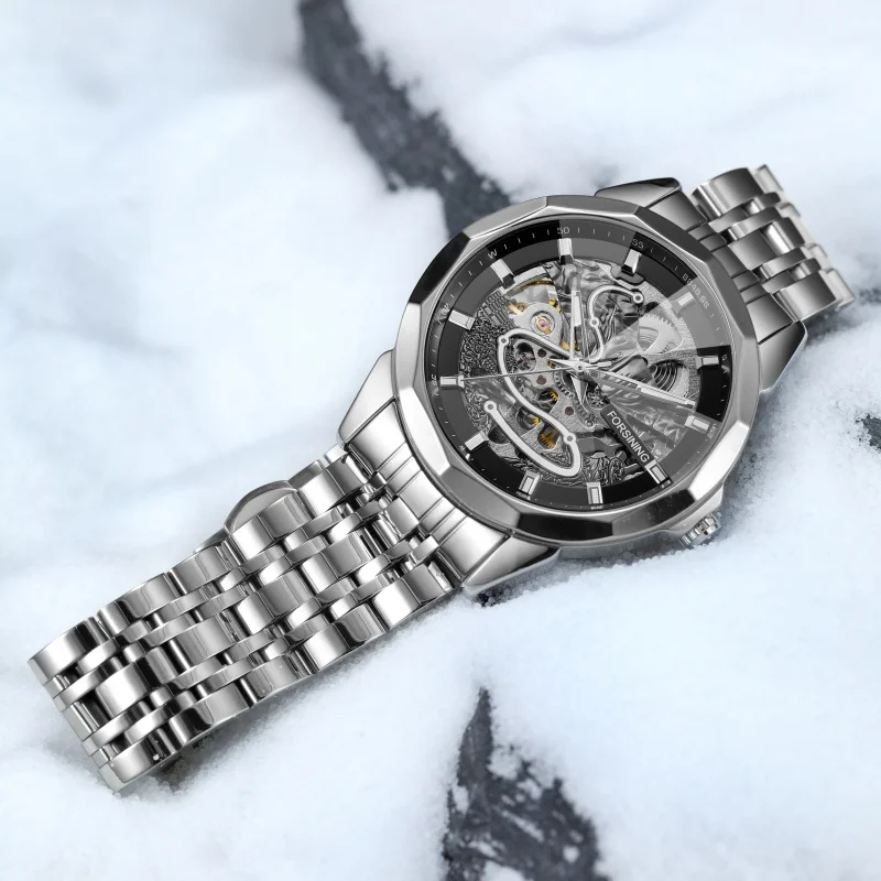 Forsining 468A Men's Automatic Mechanical Watch Brand Elegant Luminous Stainless Steel Strap Premium Men's Business Watch
