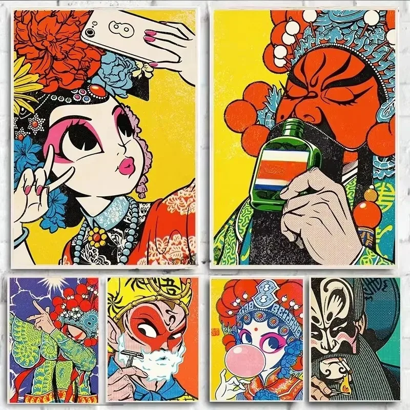 Vintage Beijing Opera Mask Cartoon Figure Jigsaw Puzzles 500/1000/1200/2000PCS Handmade Art Exquisite Home Decor Gift No Frame