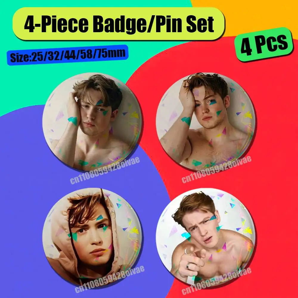 For Actor Kit Connor Badge Pin Insignia 4 Pcs Set Round Button Emblem Laser Film Cosplay 25mm Custom