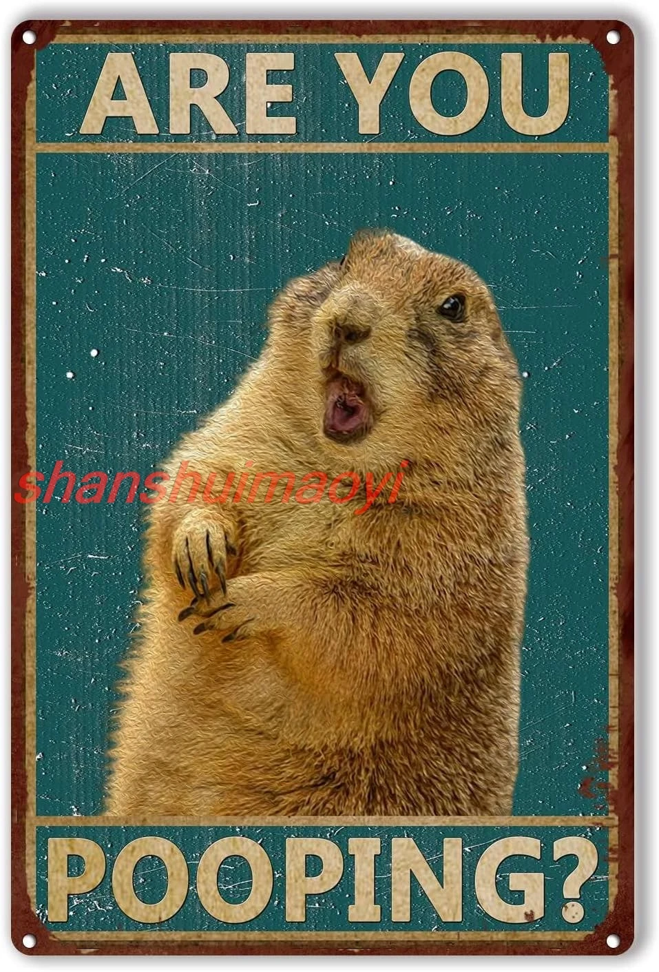 Bar Tin Sign groundhog are You Pooping Restroom Bathroom Wall Decor Bar Decorations Art Poster 8x12inch-Tin Sign SGH