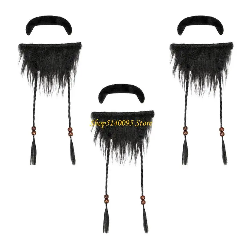 Dxae 3pcs plástico práctico bigote falso falso para mago pirata accesorios disfraces santa fáciles limpiar accesorios