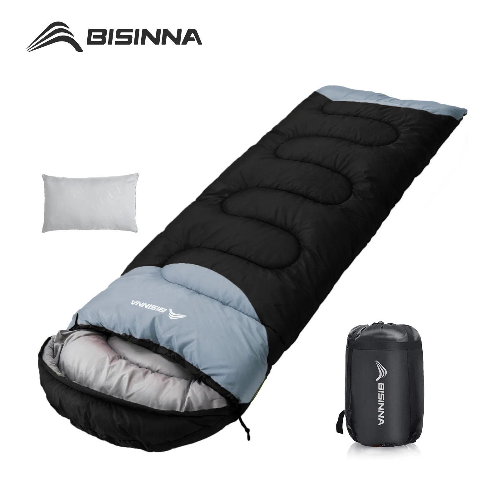 BISINNA saco de dormir para acampar al aire libre ultraligero impermeable invierno cálido mochila saco de dormir con almohada para viajar senderismo