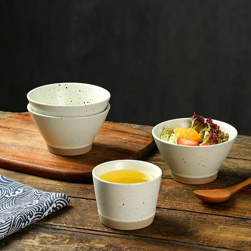

Yjq 2pcs Japanese-style coarse pottery teacup ceramic simple handmade hat wide mouth cup