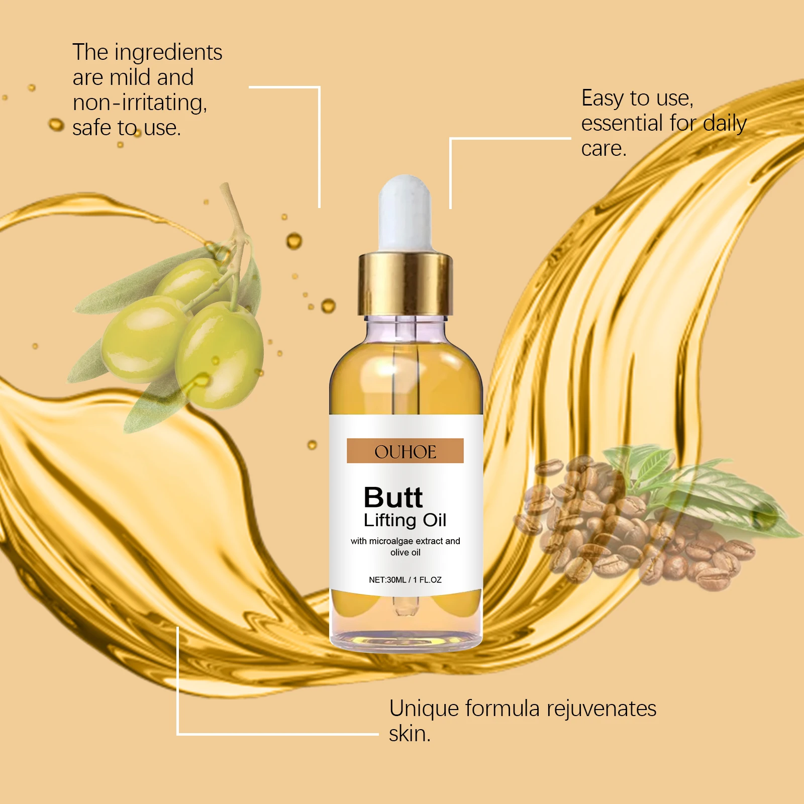 Hip Lifting Oil Buttock Lifting Oil Firming Nourishing Moisturize Tighten Shaper Bum Sexy Body Butt Massage Care Essential Oil view 4