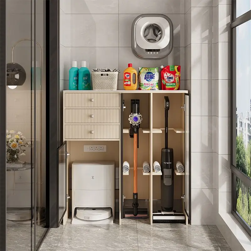 Balcony against the wall tool locker, sweeping robot storage cabinet, Tianke washing machine vacuum cleaner housekeeping cabinet
