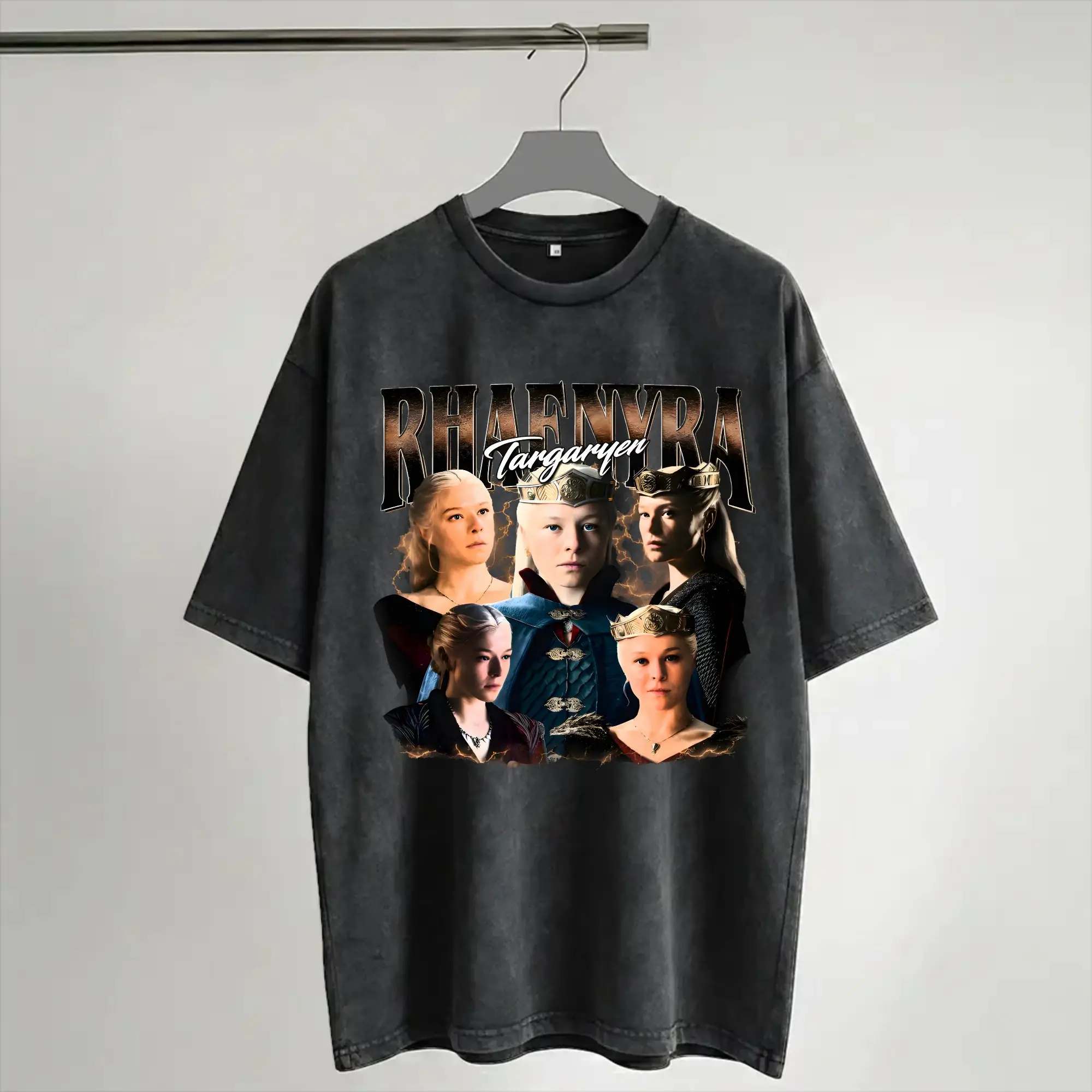 Rhaenyra Targaryen Houses of the Dragons Washed T Shirt Streetwear Hip Hop Novelty T-Shirts  Tees Tops Men Women Short Sleeve