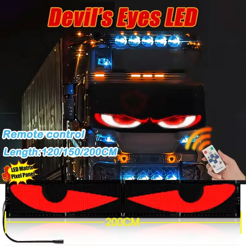 Truck Devil Eye LED Board Windshield Soft Foldable Remote Control Matrix Pixel Panel Lighting Graffiti Scrolling Stickup Text