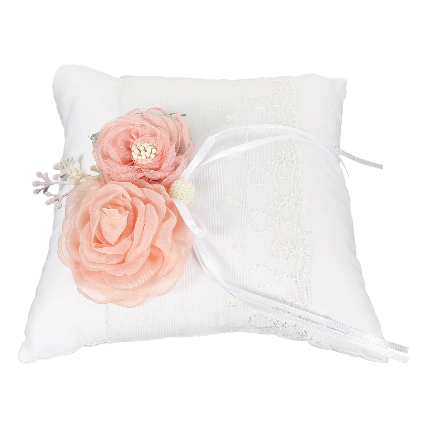 

Ring Pillow Wedding Ring Cushion Flower Design Reusable Decorative Bridal Accessory Soft Cloth Material Carry Party