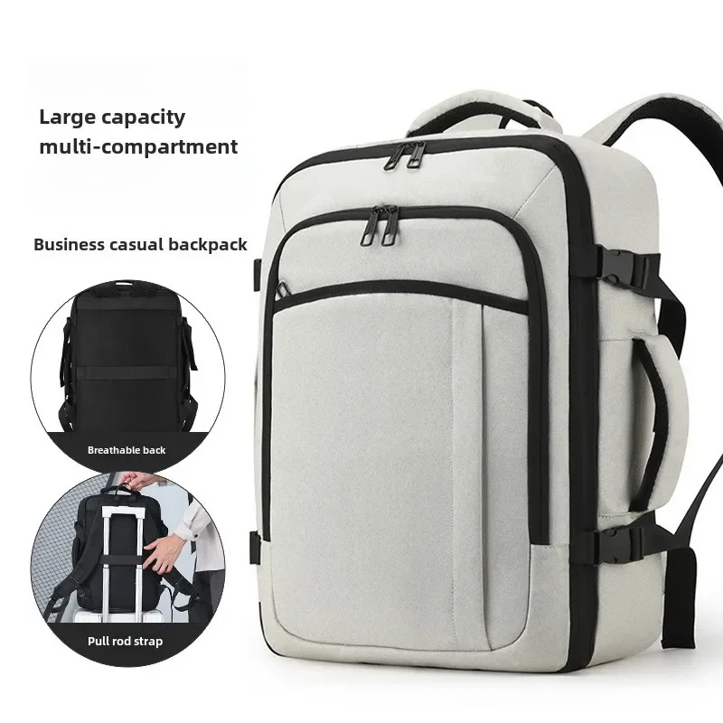 Large-capacity business travel bag Men\'s waterproof expansion Business commuter multifunctional backpack Boarding bag