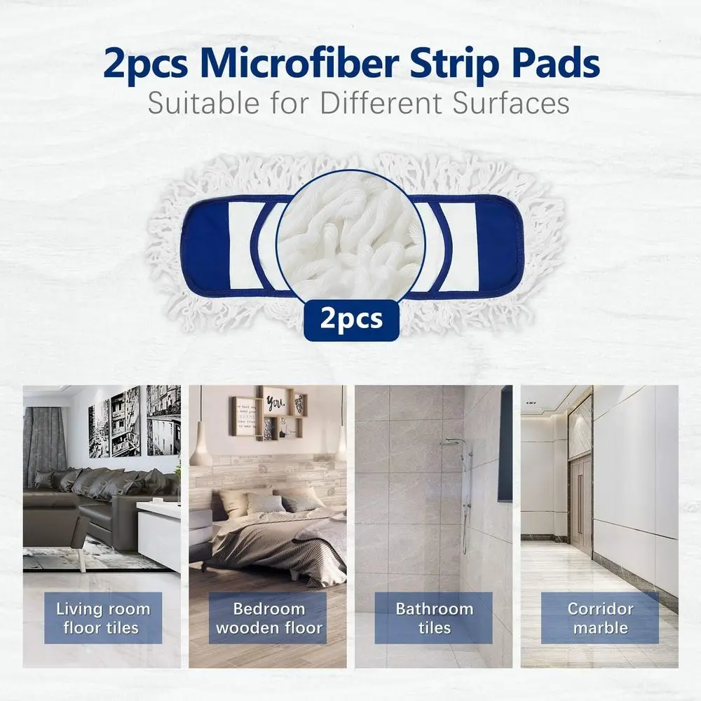 2 Pack Blue Wet Dry Mop Pads for Hardwood Floors - Replacement Refills