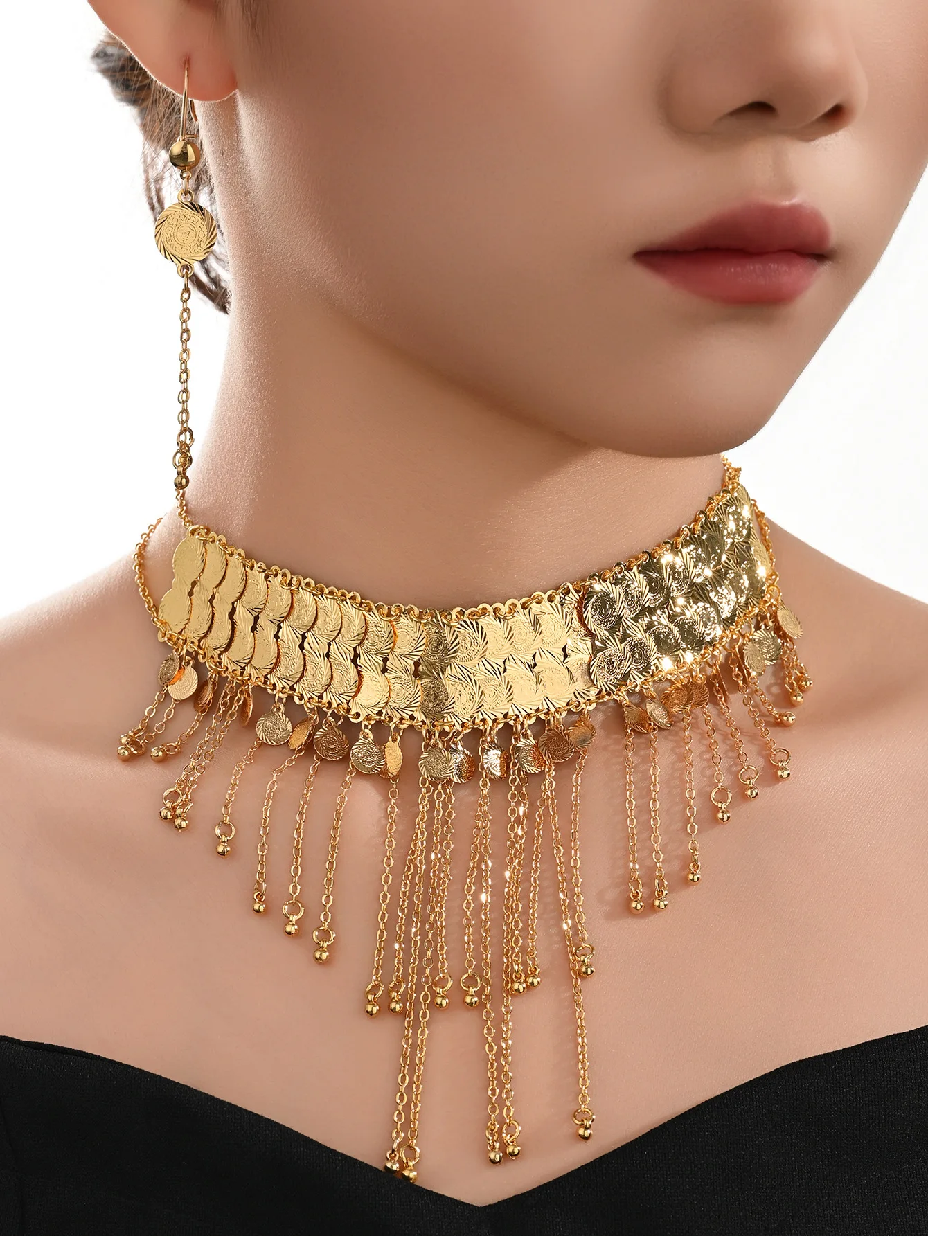 

Новые модные серьги-колье на Ближнем Востоке, Африке, Дубай, 24-каратное позолоченное индивидуальное ожерелье, серьги для пар, комплект ювелирных изделий для свадебной вечеринки DD10774