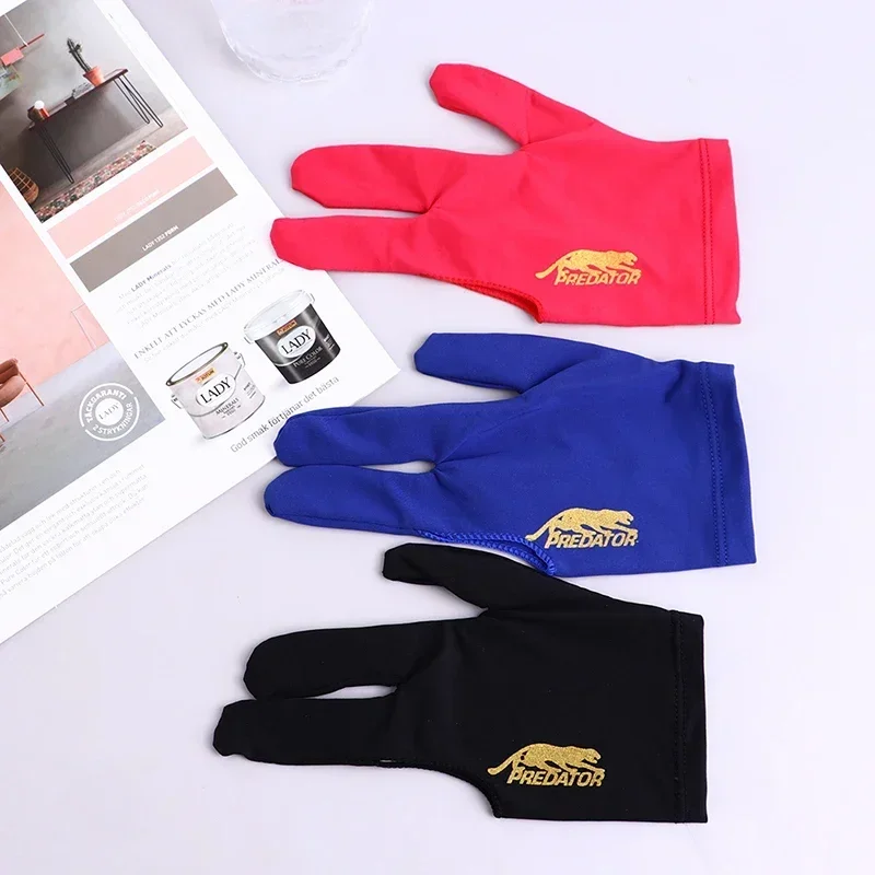 2024 Three Fingers Full-Finger Snooker Pool Cue Billiard Glove for Left Hand Lycra Fabrics Embroidery Billiard Accessory