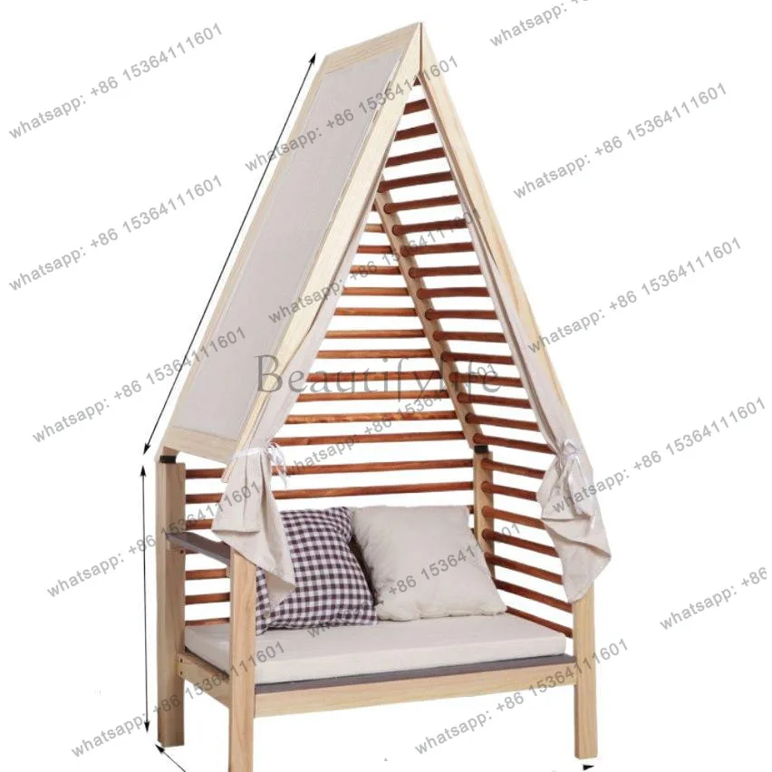 Reading corner small sofa solid wood pine decoration Nordic style