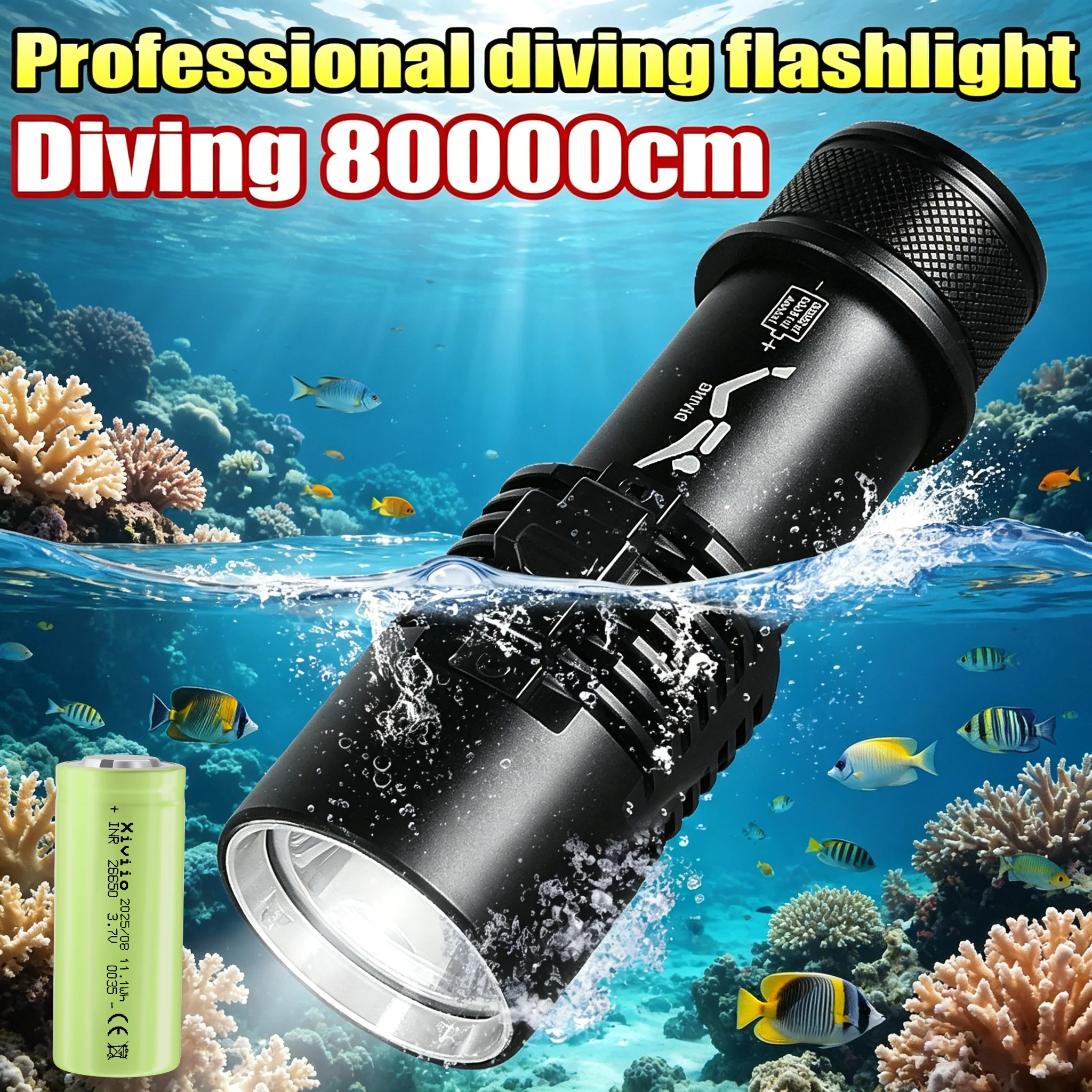 

Most Powerful XHP180 LED Diving Flashlight Professional Scuba Diving Flashlight Underwater Light High Power 26650 Diving Lanter