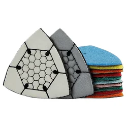 7Pcs 90mm Triangle Diamond Dry Polishing Pads for Marble Granite Concrete Terrazzo Oscillating Multi Tool Sanding Pads Sandpaper