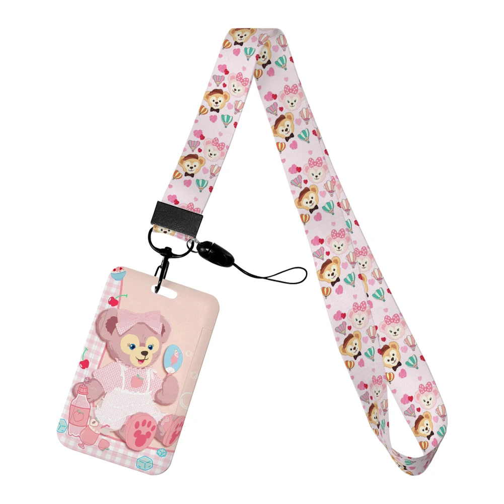 Disney Shelliemay Pink Cute Cartoon Neck Strap Lanyard Movie Princess Card Cover Cartoon Badge Holder Id Card Girls Hang Rope