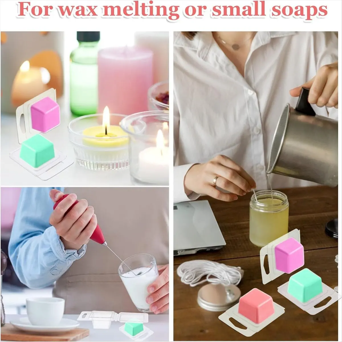 A75K 100 Pack Wax Investment Molded Plastic Wax ClamShell Container Mold Candle Mold for DIY Soap Making