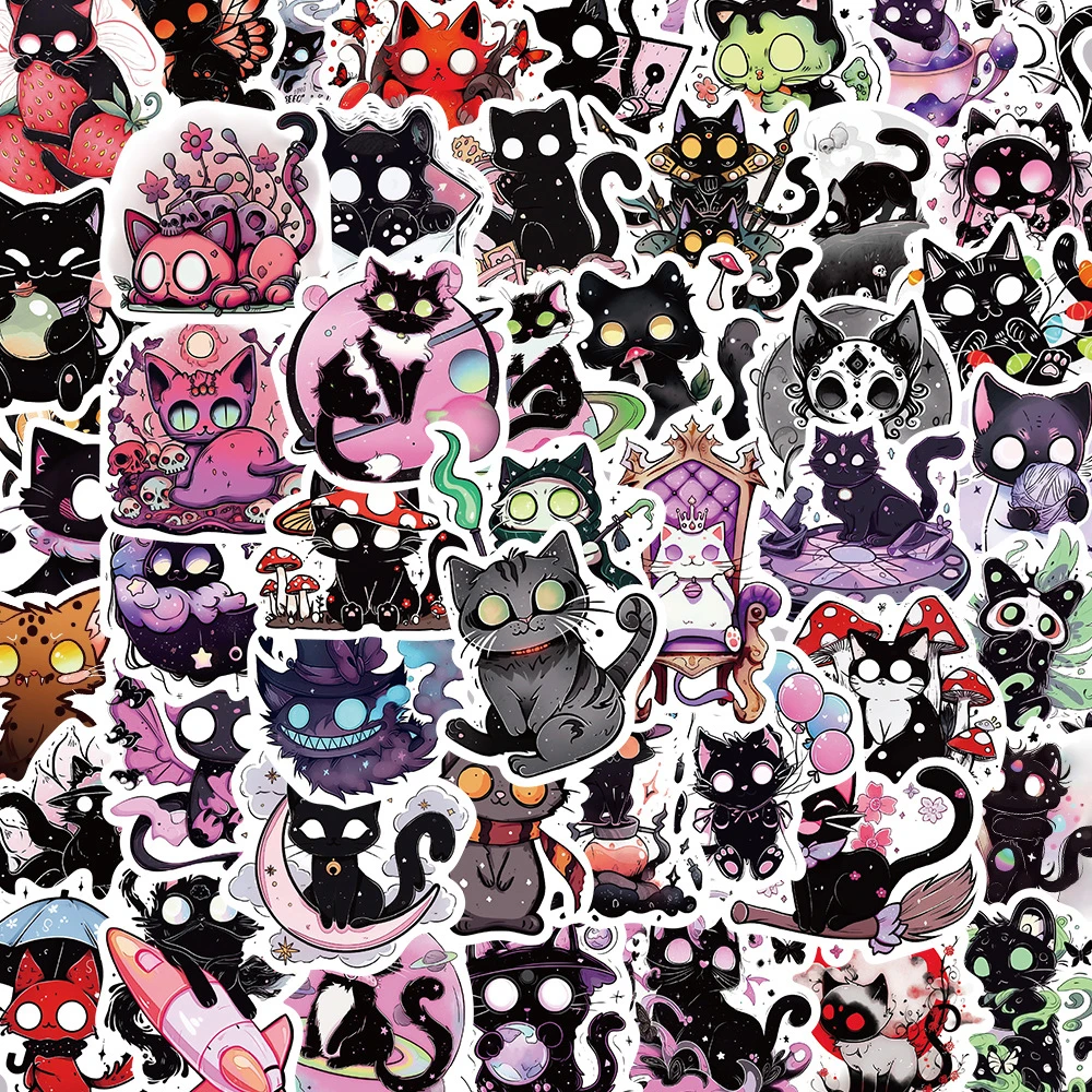 

10/30/50pcs Gothic Magic Horror Cat Stickers Decals DIY Laptop Skateboard Motorcycle Phone Car Cool Waterproof Sticker Kids Toys