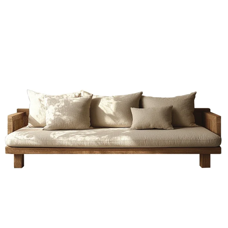 

Bed and breakfast solid wood sofa living room small apartment wabi-sabi wind modern simple removable and washable double three