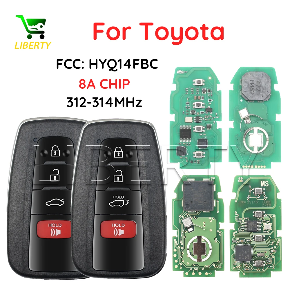 

Свобода для Toyota RAV4 Camry 2018-2022 умный дистанционный брелок FCC HYQ14FBC 0351 312-314 МГц 8A чип PN 8990H-0R030 09904-06220
