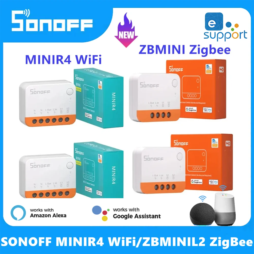 Macoff-Joli intelligent WiFi MINIR4/Zigbee ZBMINIL2, technologie bidirectionnelle pour la maison, EWeLink, télécommande vocale sans fil, Alexa, Google Home