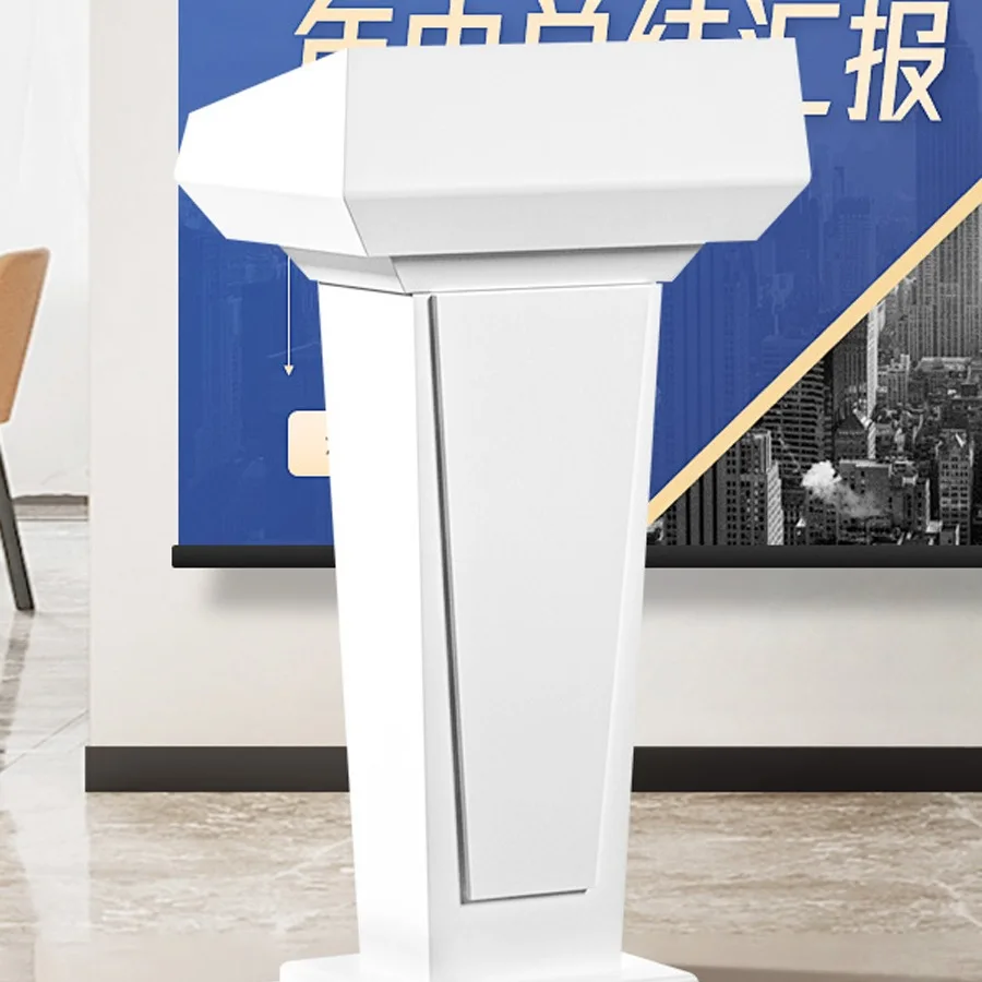 Lecture stand Solid wood meeting room Speech stand White lacquered podium table Front desk Entrance Welcome reception desk