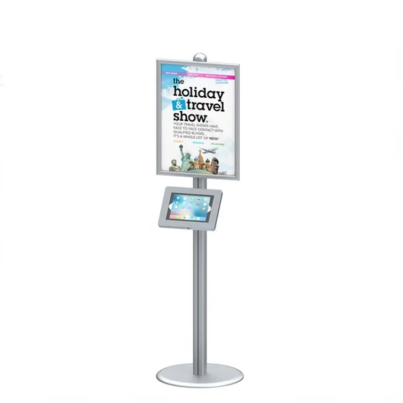 

LSF04-C exhibition booth display stand Tablet PC safety floor stand, safety stand display with poster frame