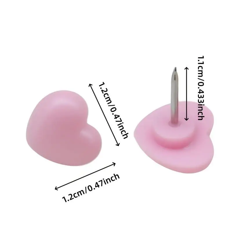 NEW Heart Shape 50 Pack Plastic High Quality Cork Board Safety Colored Thumbtacks Pushpins Office School Accessories Supplies