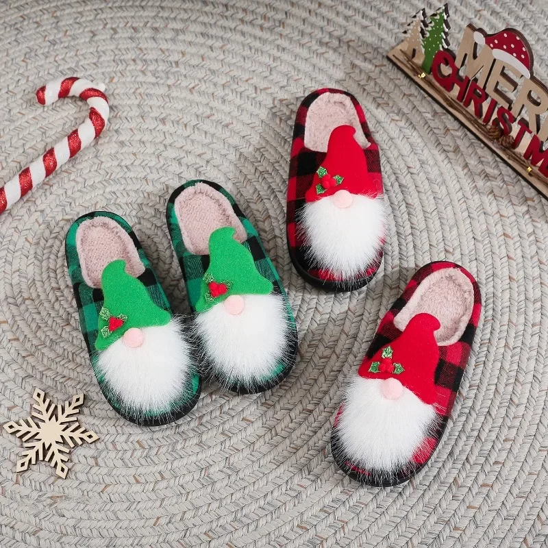 Santa Claus new year Fluffy Plush Slippers men House Christmas Cartoon Winter Shoes women Flat Home Warm Indoor Footwear Slipper