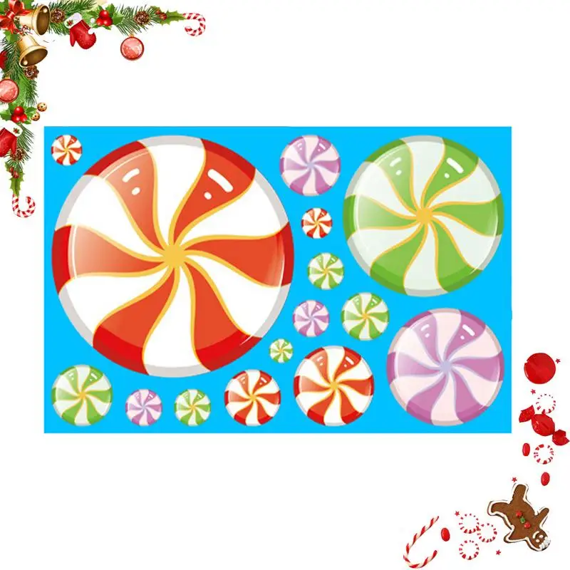 Christmas Window Decals Sugar Static Glass Stickers PVC Decals Window Clings For Home School And Offices Holiday Film Decor