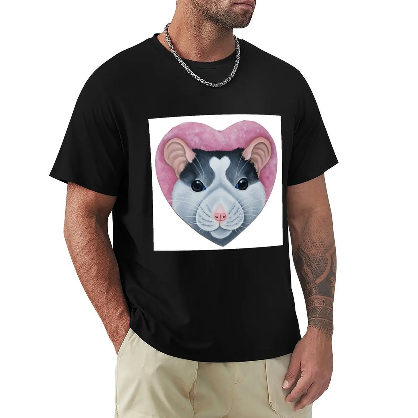 Heart Rat - Roan/Husky Fancy Rat T-Shirt Light Athletic Short Sleeve Tee Shirt