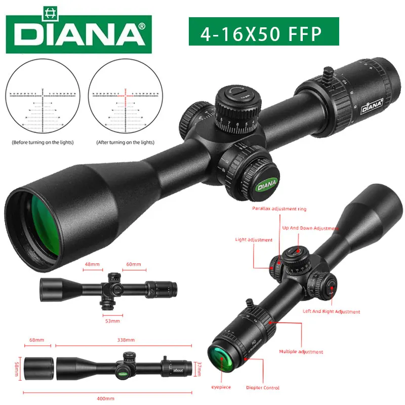 DIANA 4-16x50 SFIR FFP Scope First Focal Plane Scope Hunting Riflescopes Red Illuminated Shooting Optical Sights