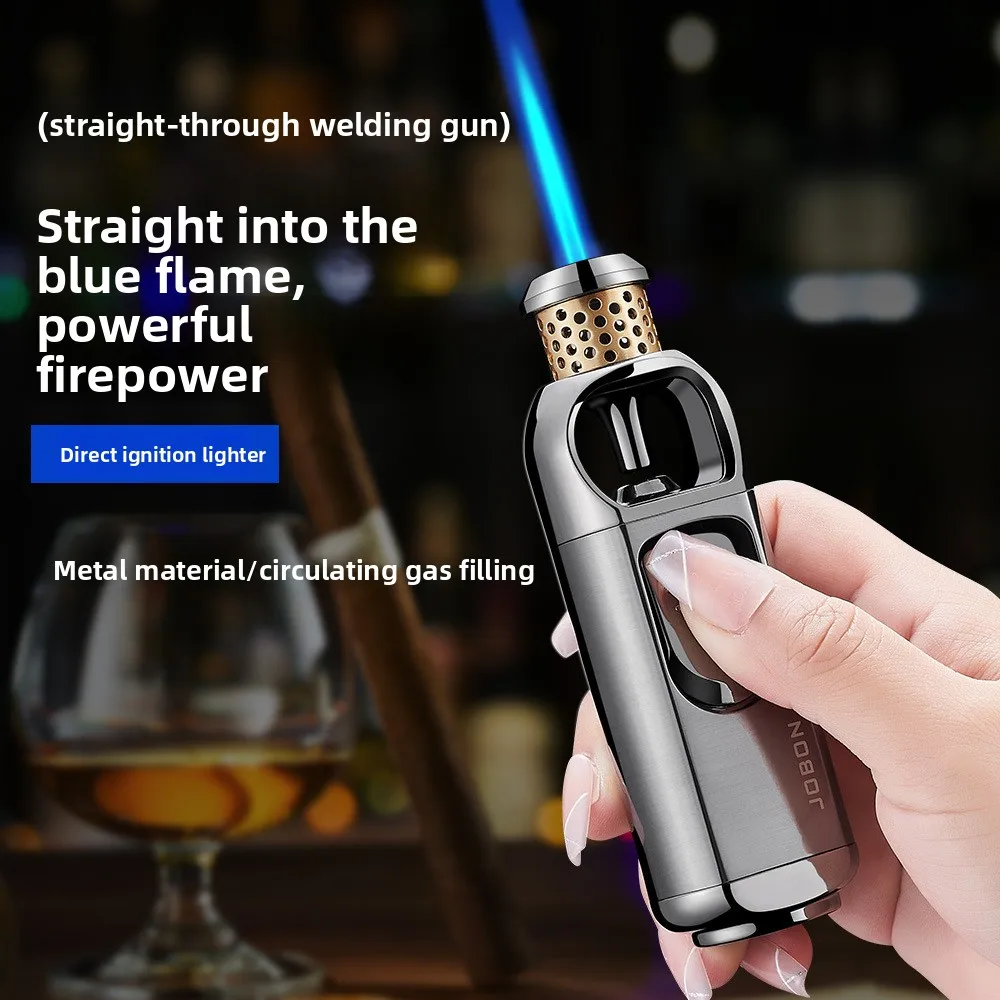 JOBON New Blue Flame Direct Charge Portable Windproof Lighter, Cigar Specific Lighter, Cigar Accessories, Men's Gift