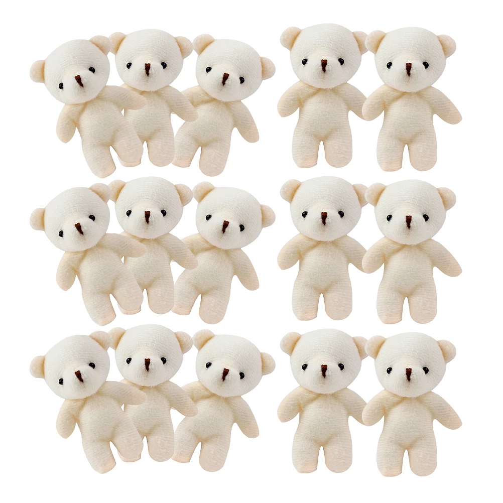 16 Pcs Mini Bear Toys Keychain Pendant Cute Ornament Animal Bag Charm Pp Cotton