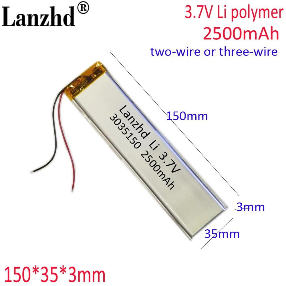 3.7v battery 3035150 For 3530130 3035130 tablet computer  PC Toys mobile phones laptops portable DVD player battery 2500mAh