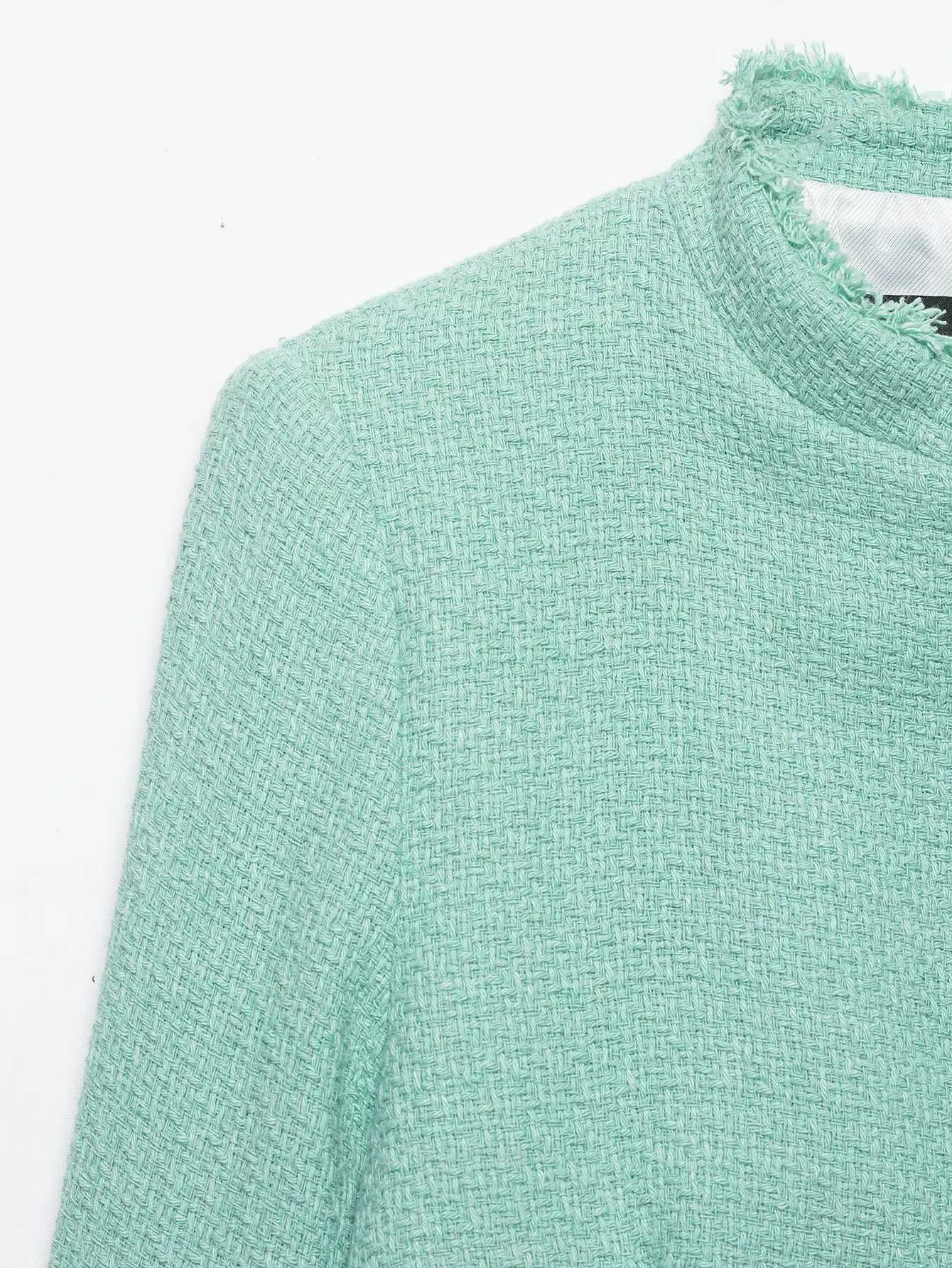 TFMLN Modische Damenjacke mit Rundhalsausschnitt, Asymmetrisch, Einreihig, Schlank Geschnitten, Lange Ärmel, Kurzer Mantel, Schick, Herbst 2026 Neu – Detail 4
