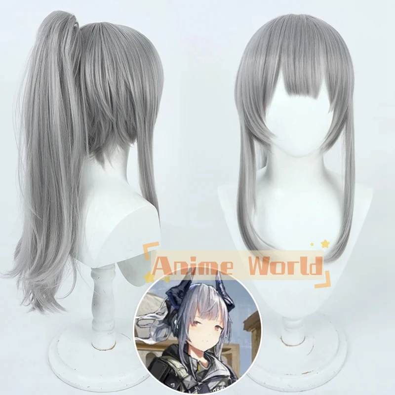 

Arknights Liskarm Cosplay Wig 50cm Gray Ponytail Synthetic Hair Heat Resistant Halloween Party Carnival Role Play + Free Wig Cap