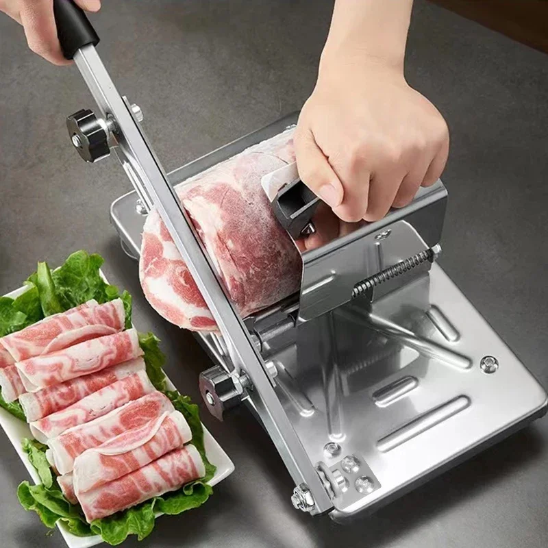 

Customizable 304 Stainless Steel Food Slicer Household Manual Frozen Meat Slicer Beef and Mutton Roll Quickly Slice for=