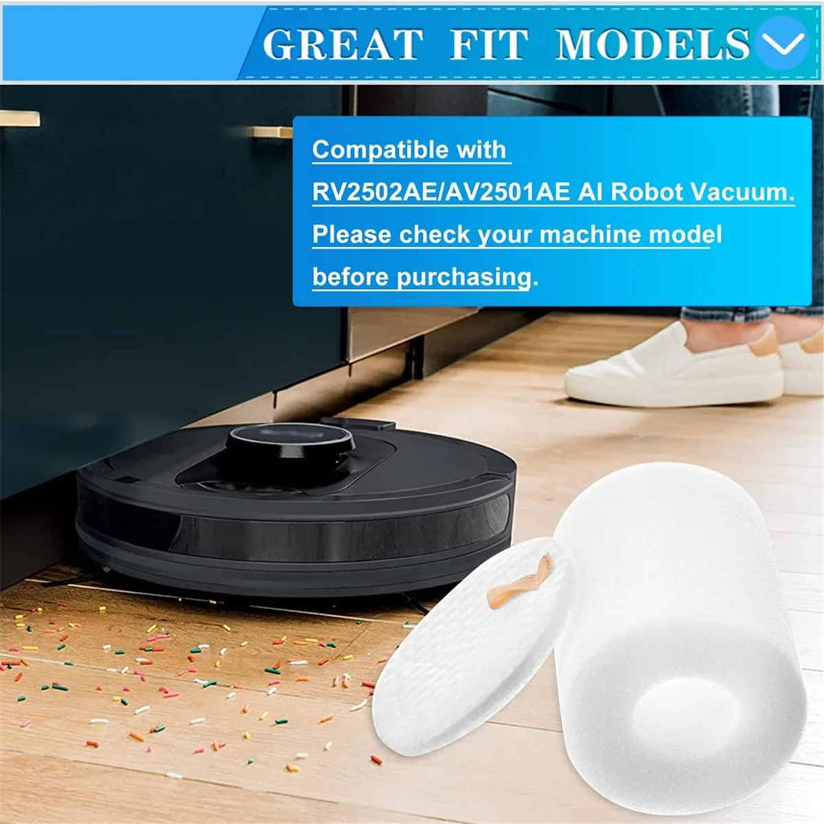 ใหม่กรองผ้าฝ้ายสําหรับ AI หุ่นยนต์สูญญากาศ RV2310 RV2310AE AV2501S AV2501AE RV2502AE เปลี่ยนฐาน Pre-Motor ตัวกรอง